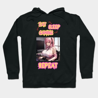 Eat Sleep Gaming Repeat Anime Girl Hoodie